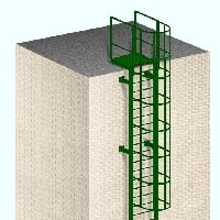 Вертикальная лестница с ограждением